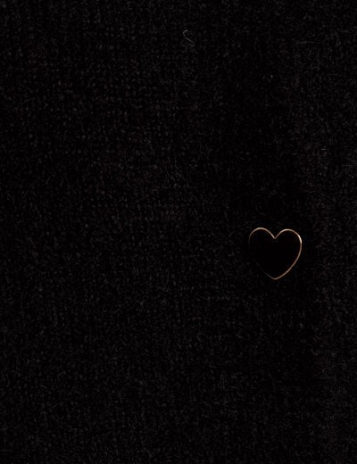 Gilet boutons coeur noir femme
