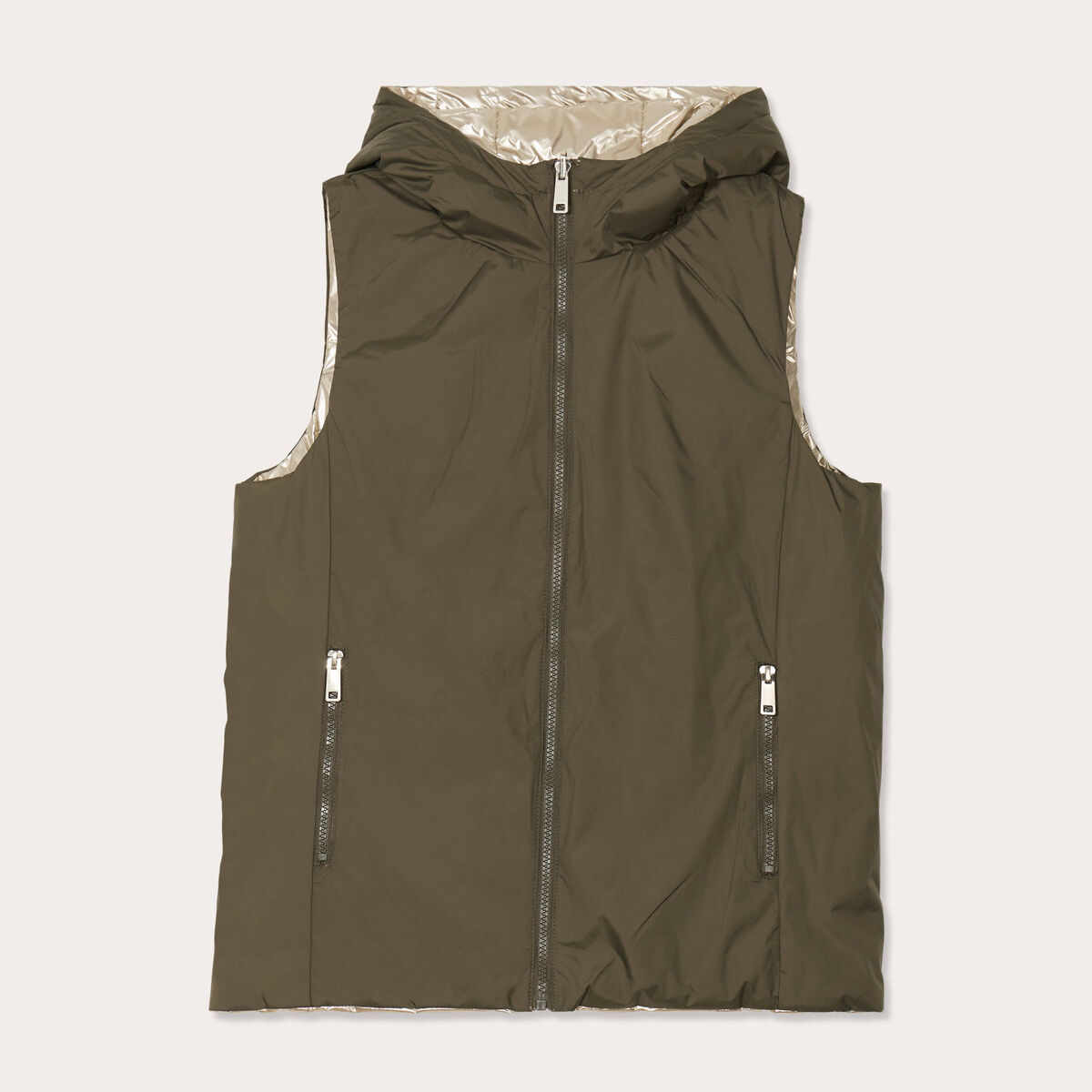 Doudoune r&eacute;versible vert kaki femme