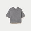 Pull manches courtes gris femme