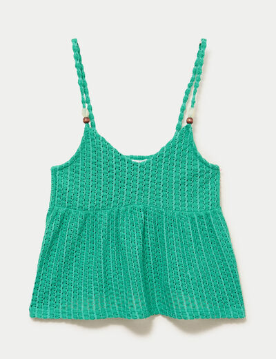 D&eacute;bardeur crochet d&eacute;tail de perles vert femme
