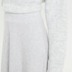 Jupe longue &eacute;vas&eacute;e en maille gris clair femme