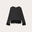 Pull d&eacute;tails de dentelle gris fonc&eacute; femme
