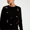 Gilet col rond manches longues noir femme