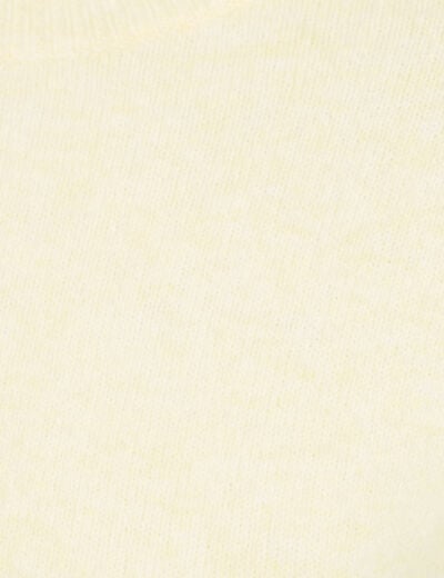 Pull col rond jaune clair femme