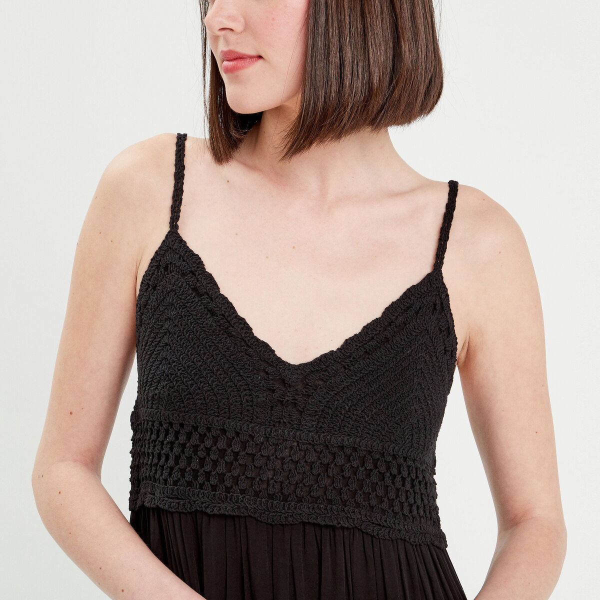 Robe longue &eacute;vas&eacute;e noir femme