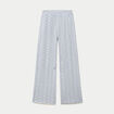 Pantalon large brod&eacute; bleu marine femme