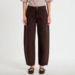 Jean barrel taille standard marron fonc&eacute; femme