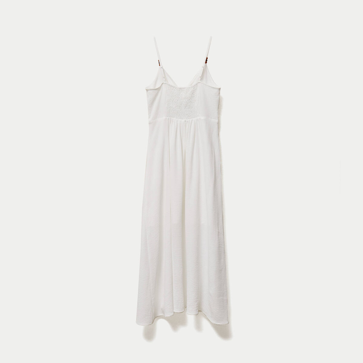 Robe longue &eacute;vas&eacute;e &agrave; fines bretelles ecru femme