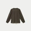 Blouse droite col rond manches longues vert kaki femme