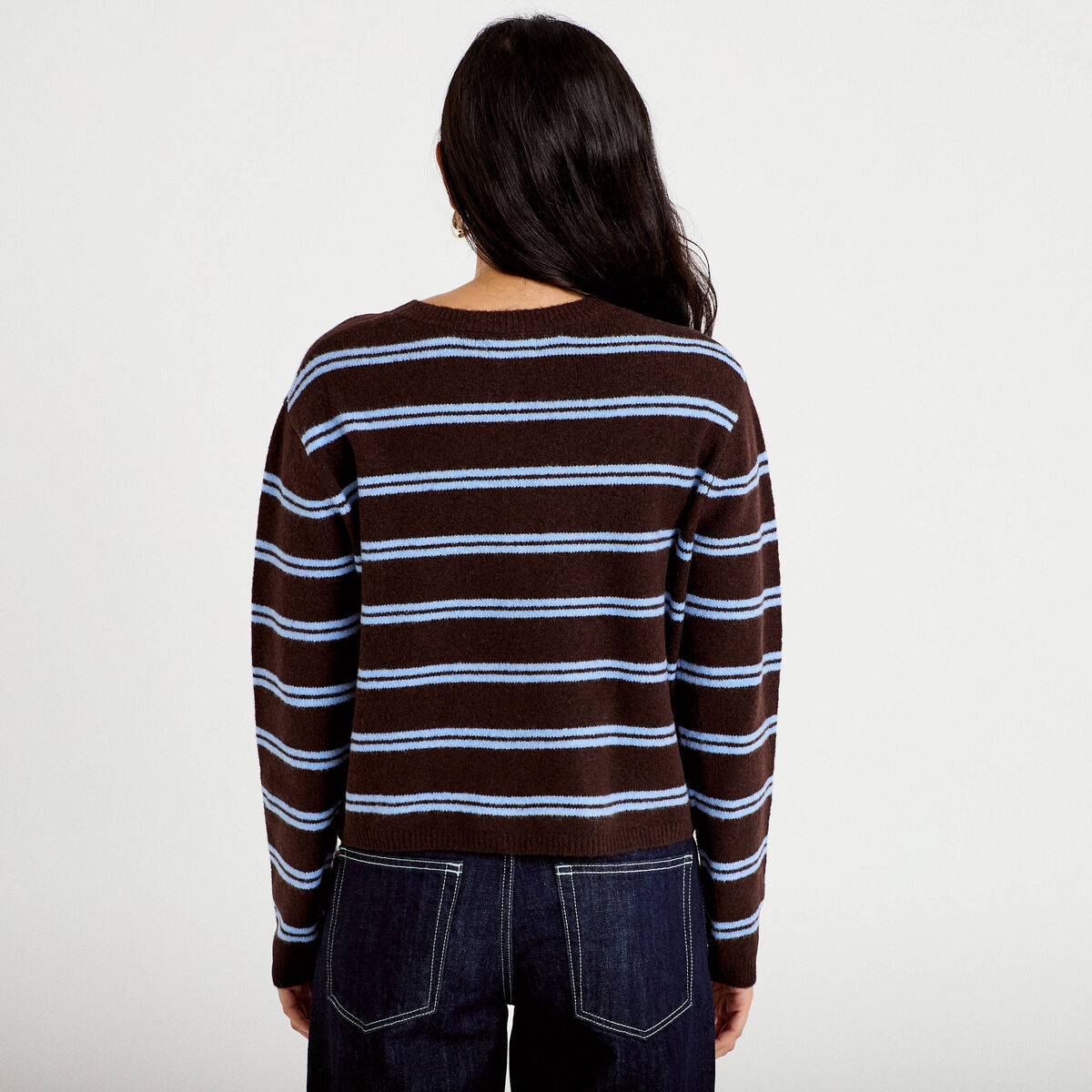Gilet manches longues marron fonc&eacute; femme