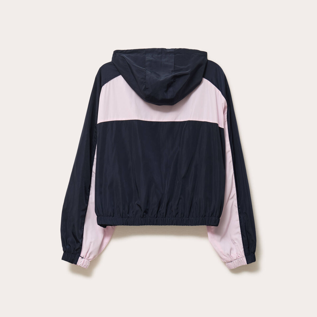Veste cropped &agrave; capuche bas resserr&eacute; bleu marine femme