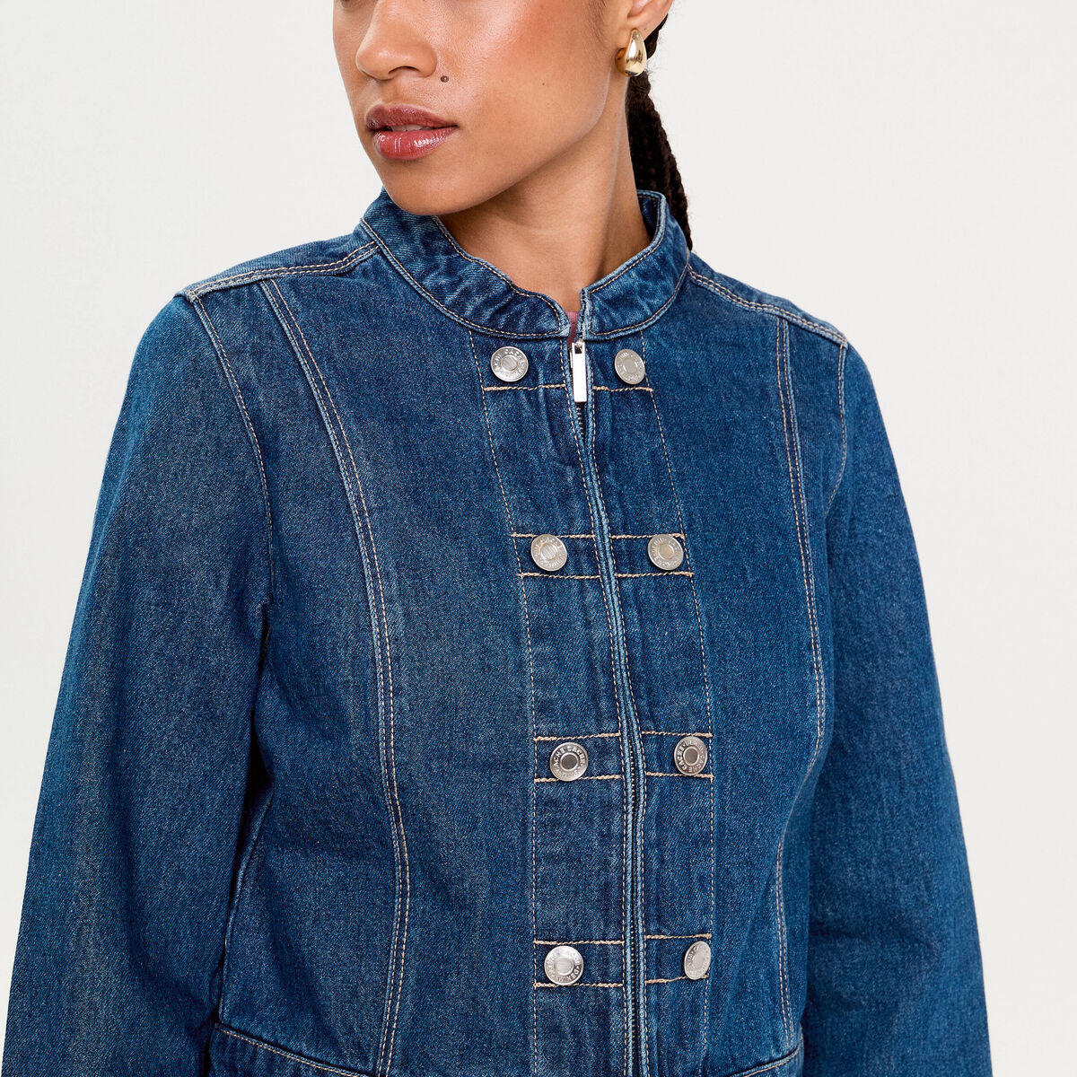Veste en jean avec boutons denim stone femme