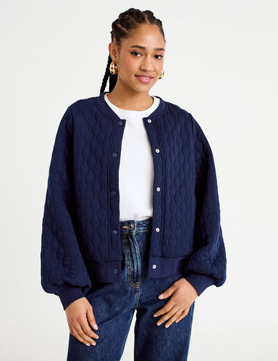 Bomber manches longues bleu marine femme