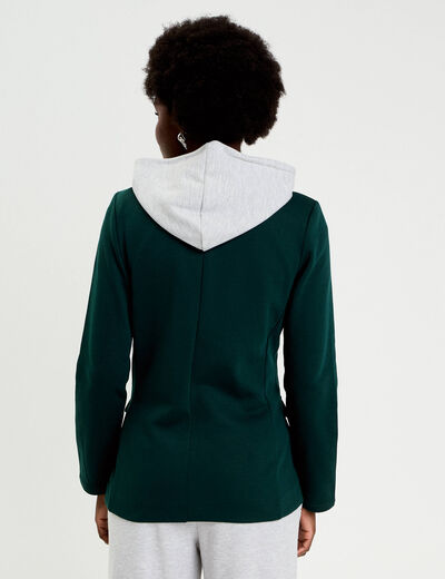 Veste blazer 2-en-1 gilet vert fonc&eacute; femme