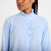 Chemise col montant manches longues bleu clair femme