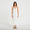 Robe longue &eacute;vas&eacute;e &agrave; fines bretelles ecru femme