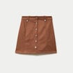 Jupe courte &eacute;vas&eacute;e aspect daim marron femme