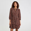 Robe &eacute;vas&eacute;e manches 3/4 marron chocolat femme