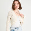 Gilet ajour&eacute; nou&eacute; ecru femme
