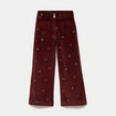 Pantalon bootcut taille haute velours marron femme
