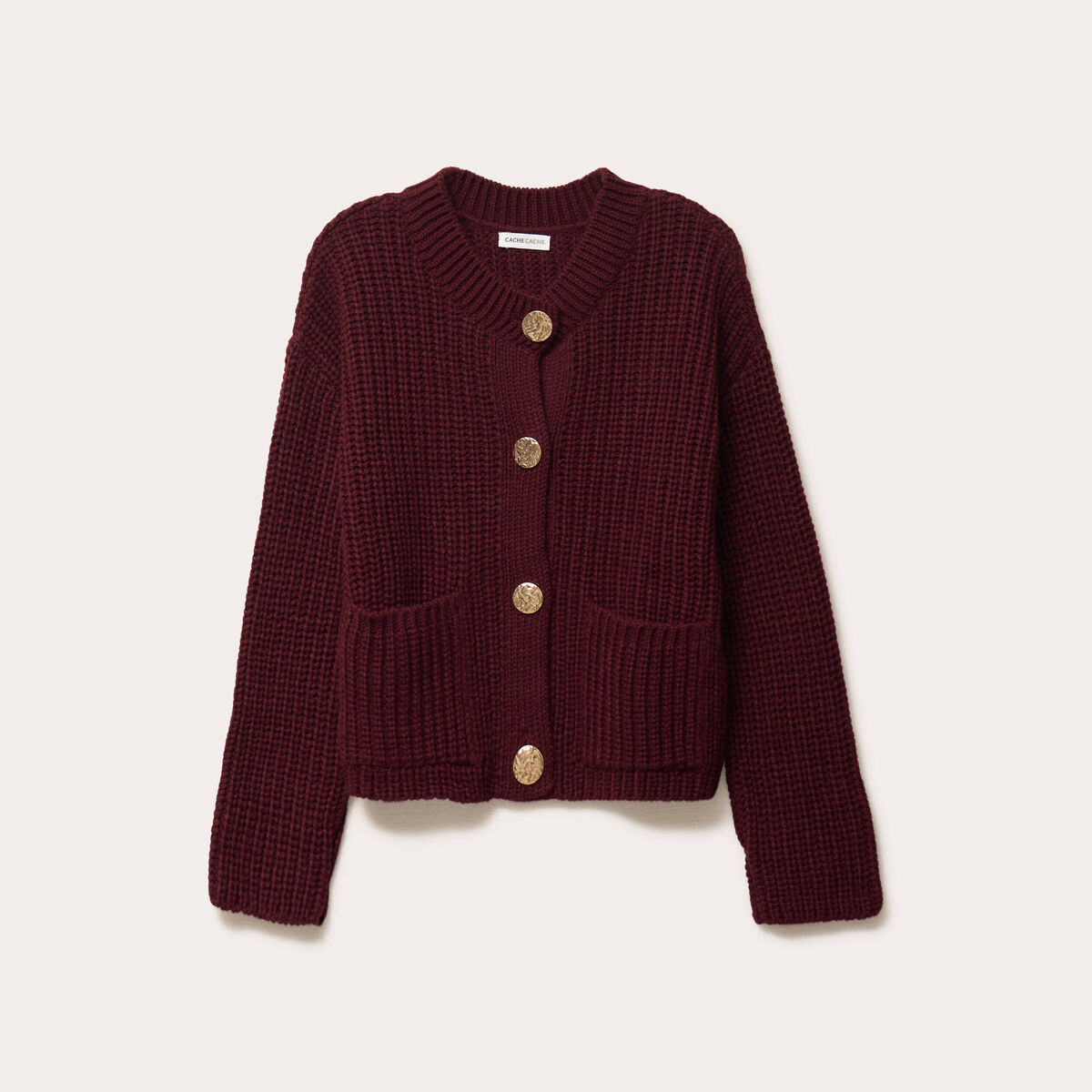 Gilet manches longues violet fonc&eacute; femme