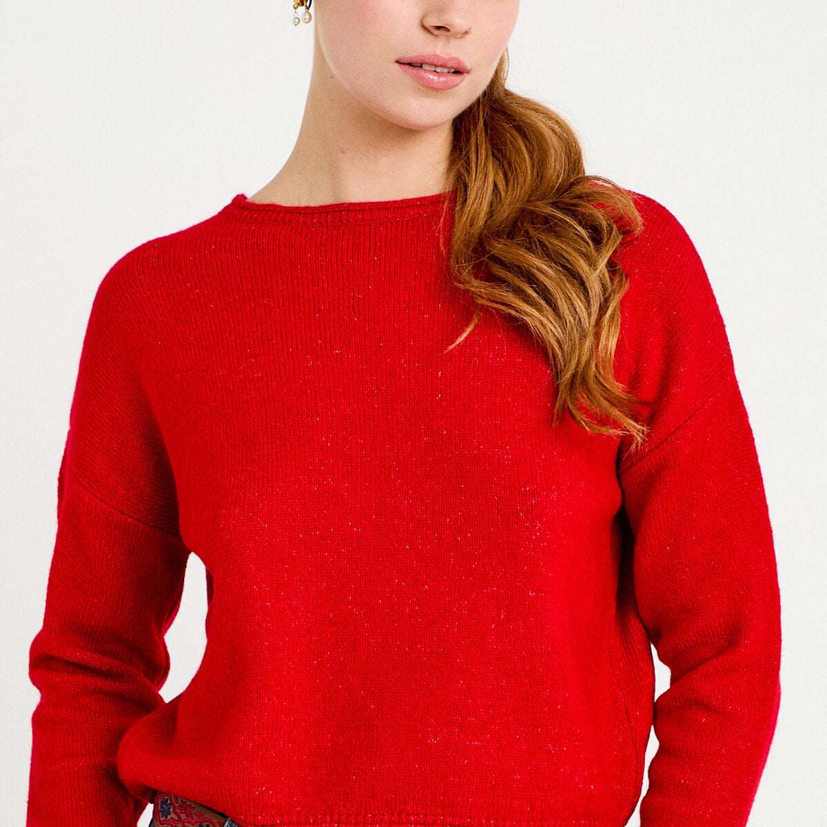 Pull manches longues rouge femme