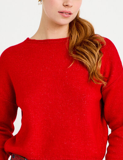 Pull manches longues rouge femme
