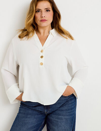 Blouse manches longues ecru femme