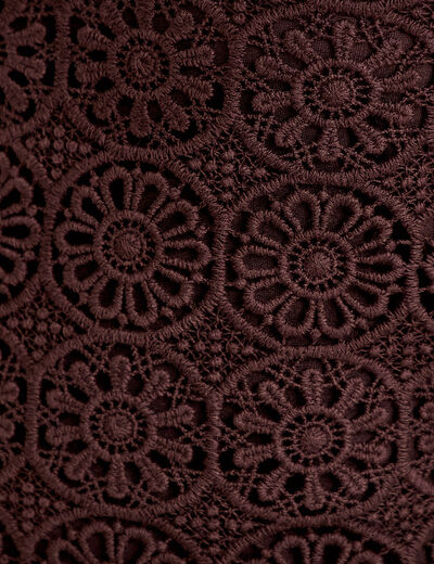 D&eacute;bardeur d&eacute;collet&eacute; aspect dentelle marron fonc&eacute; femme