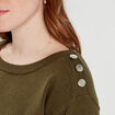 Pull avec boutons &eacute;paules vert kaki femme