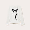 Pull motif noeud ecru femme