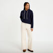 Pull &agrave; capuche bleu marine femme