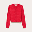 Gilet boutonn&eacute; manches longues rouge femme