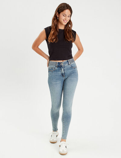 Jeans skinny push-up taille haute denim double stone femme
