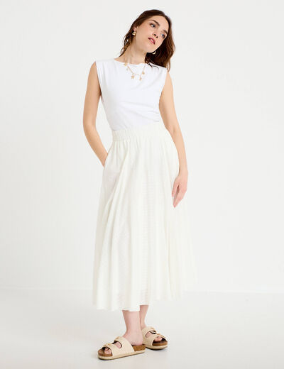 Jupe longue &eacute;vas&eacute;e ecru femme