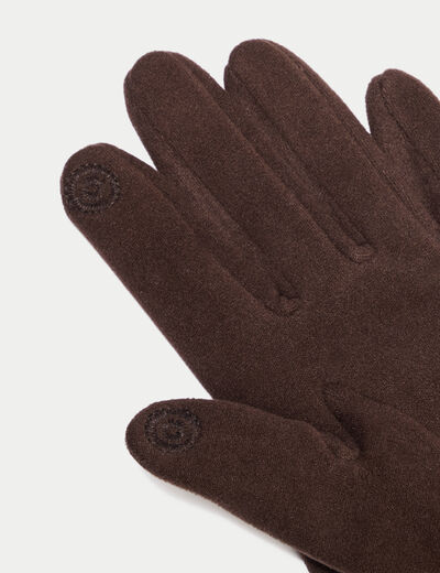 Gants avec boutons marron fonc&eacute; femme