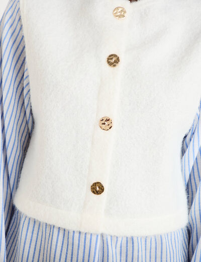 Pull chemise 2-en-1 ecru femme