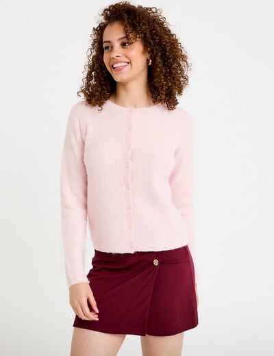 Jupe-short trap&egrave;ze en maille bordeaux femme