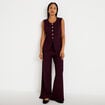 Pantalon bootcut en tweed violet fonc&eacute; femme