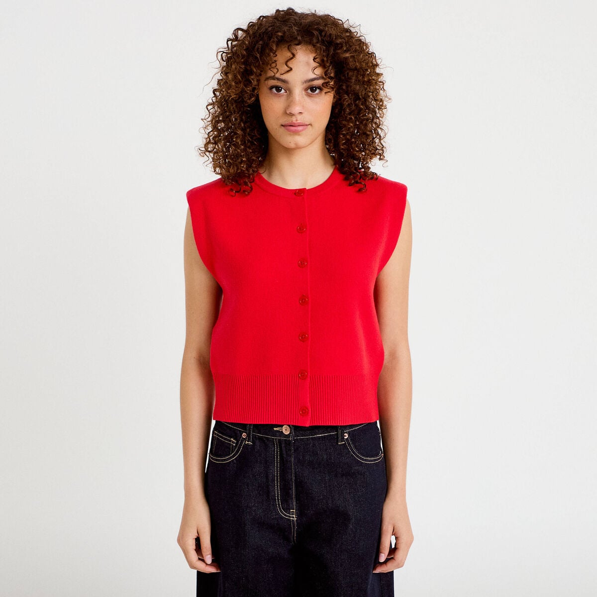 Gilet sans manches rouge femme