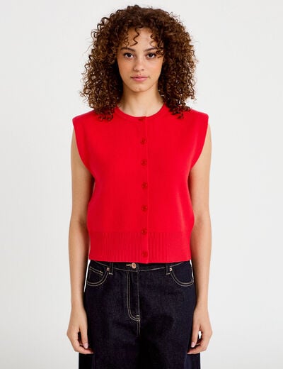 Gilet sans manches rouge femme