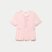 Blouse dentelle col rond manches courtes rose clair femme