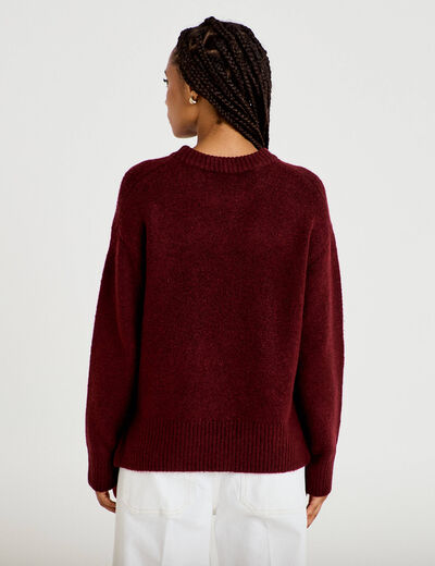 Pull manches longues bordeaux femme