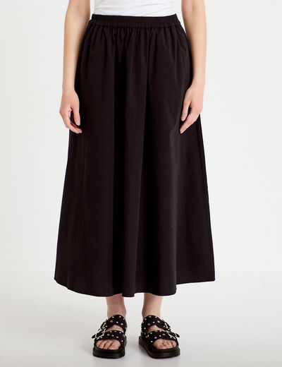 Jupon &eacute;vas&eacute; long noir femme