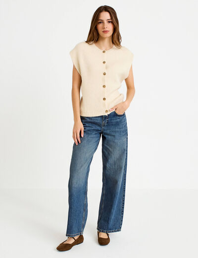 Gilet ample sans manches sable femme