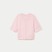 Gilet duveteux manches 3/4 rose clair femme