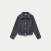 Veste manches longues col tailleur gris fonc&eacute; femme