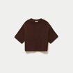 Pull manches courtes marron fonc&eacute; femme