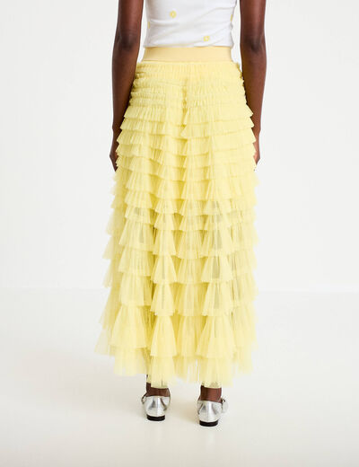 Jupe longue &eacute;vas&eacute;e jaune pastel femme