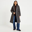Manteau droit mi-long &agrave; manches longues gris femme